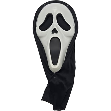 Halloween scream maske - hvid med sort