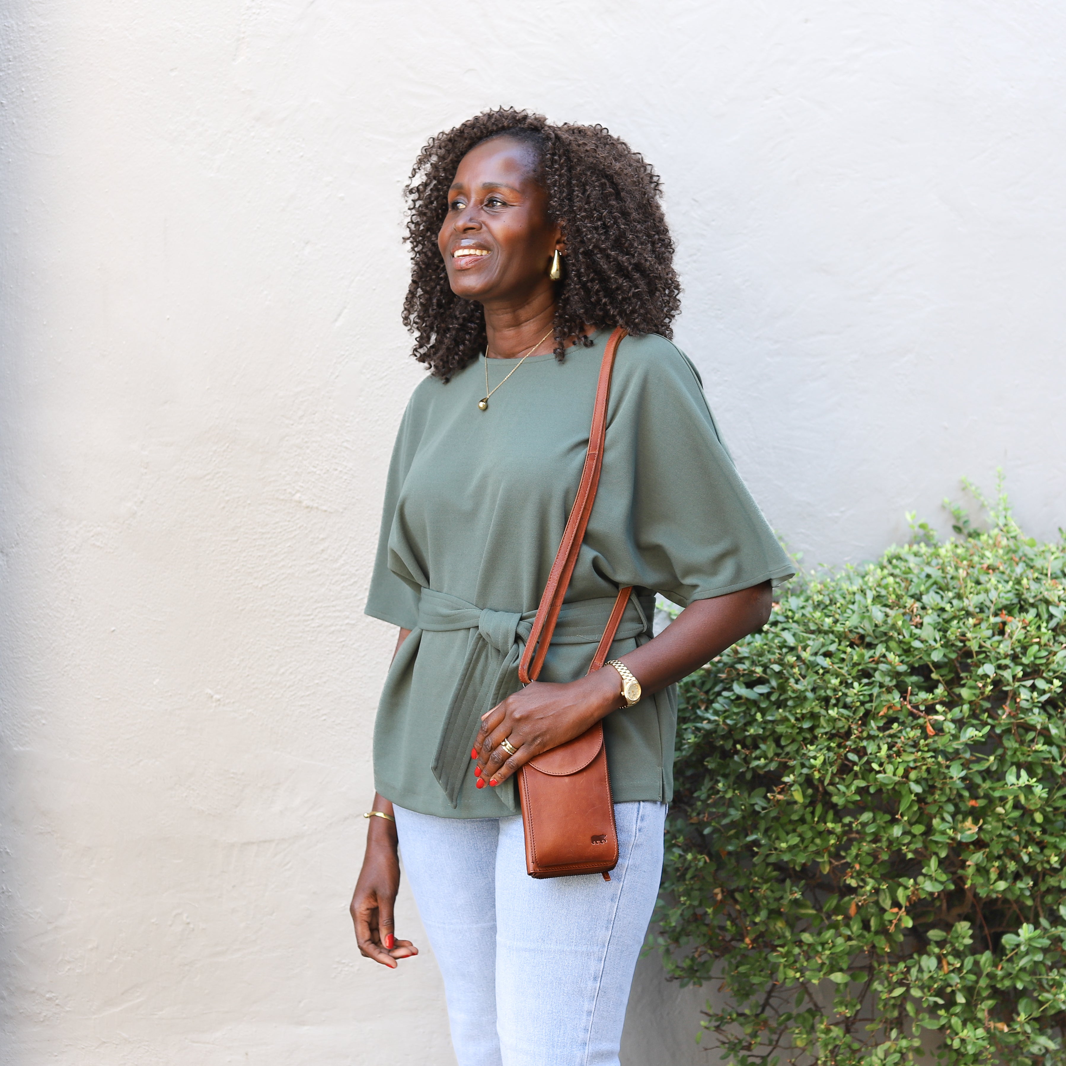 Telefoontasje 'Patty' cognac Cognac