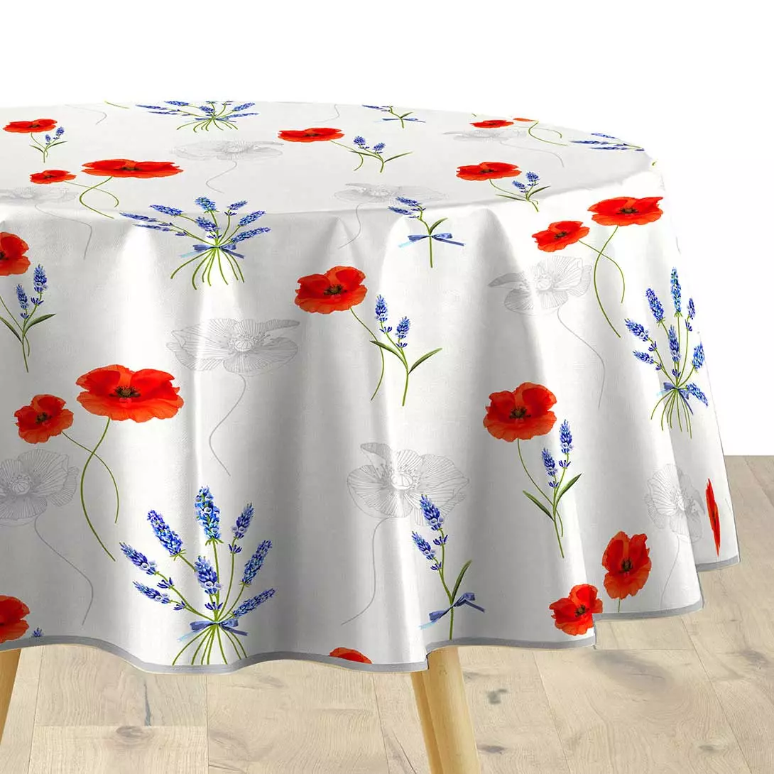 Nappe ronde tissu PVC (D160 cm) Sisteron Rouge