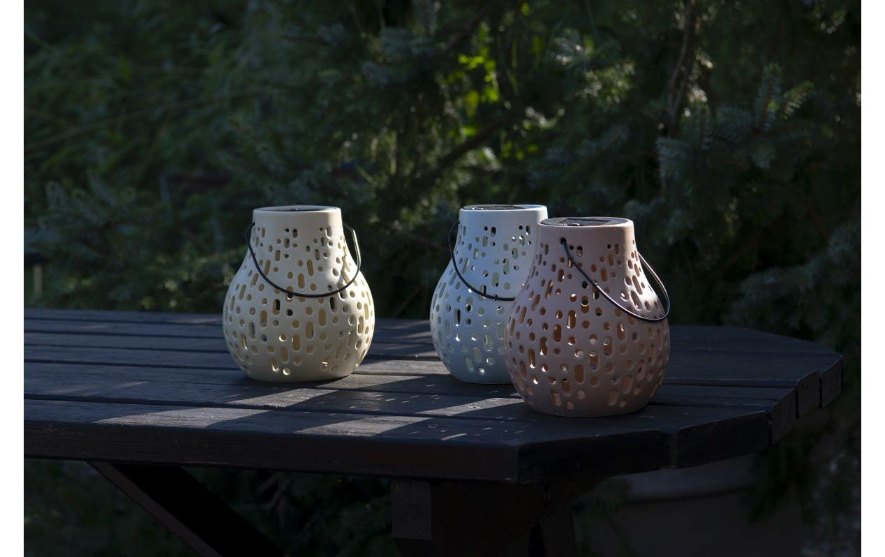 Solar Ceramic Lamp BeigeDekolicht zum Aufstellen oder Aufhängen