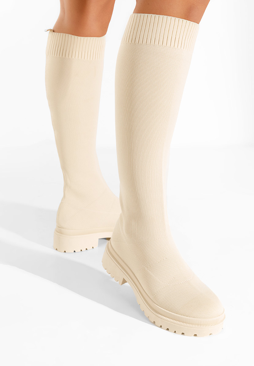 Bottes plates femme beige Olvera V2
