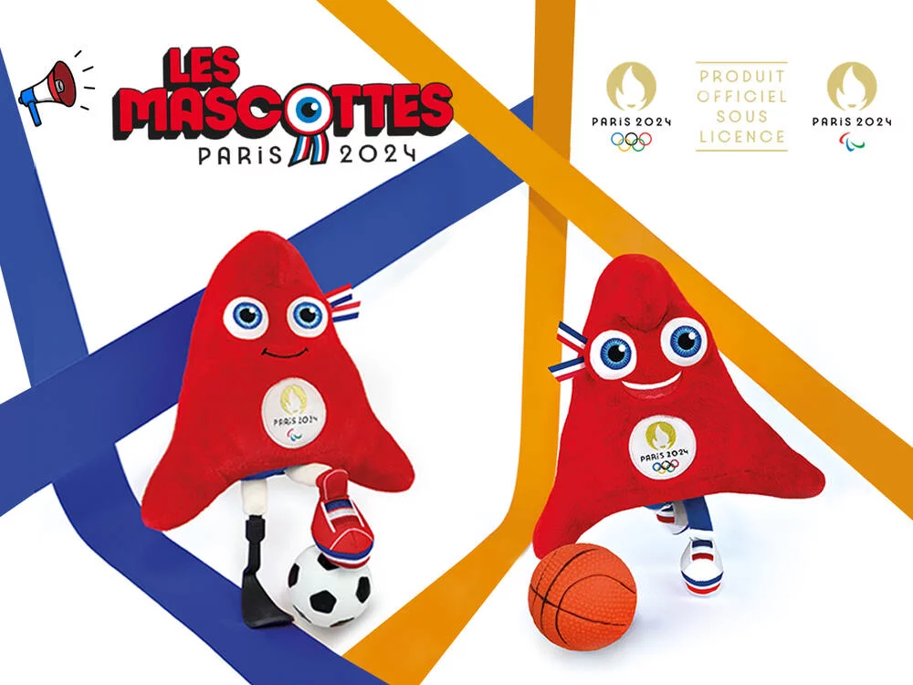 PELUCHE MASCOTTE LES  PHRYGES - JEUX PARALYMPIQUES PARIS 2024 - 28 CM