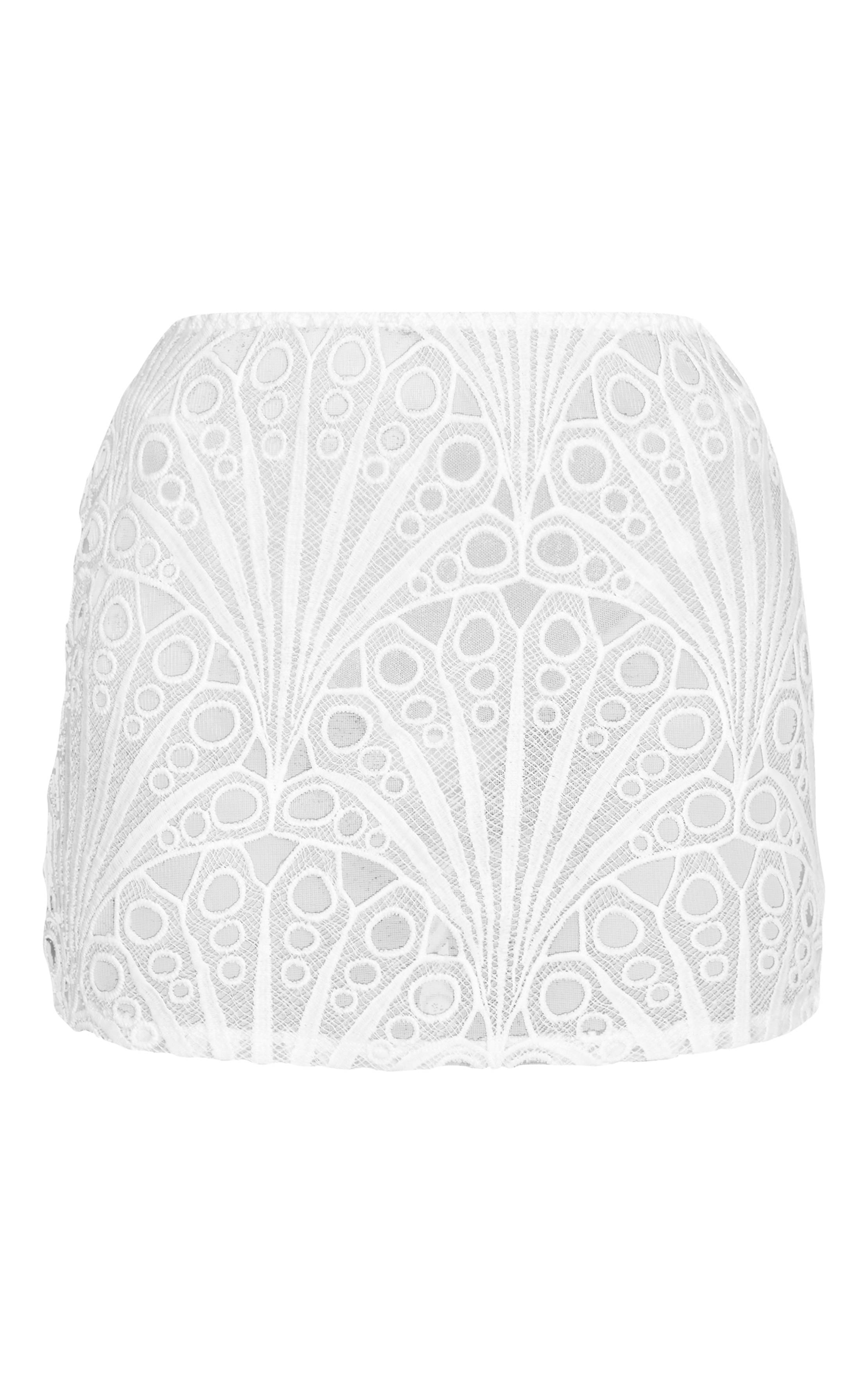 Blanc Mini-jupe En Dentelle Florale Texturée