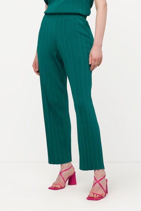 Strickhose, Feinripp, weites, gerades Bein, Elastikbund