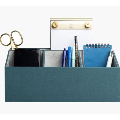 Exacompta OfficeByMe - Organiseur de bureau 4 compartiments - bleu canard