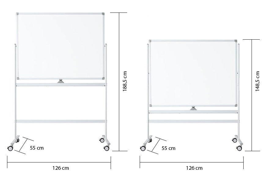Mobiel whiteboard 90x120 cm - Dubbelzijdig - Zwart
