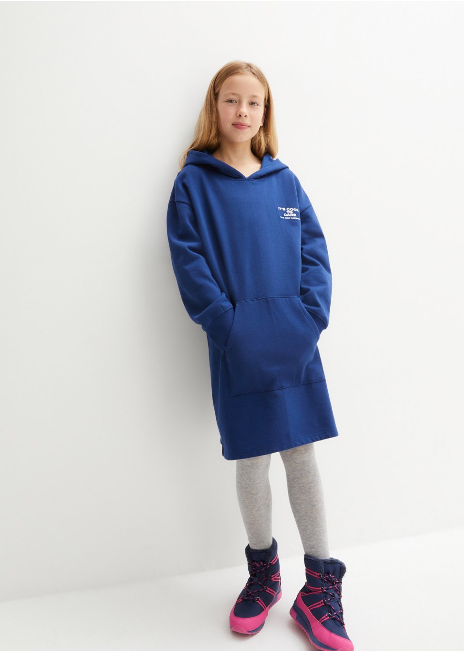 Robe sweat fille à capuche