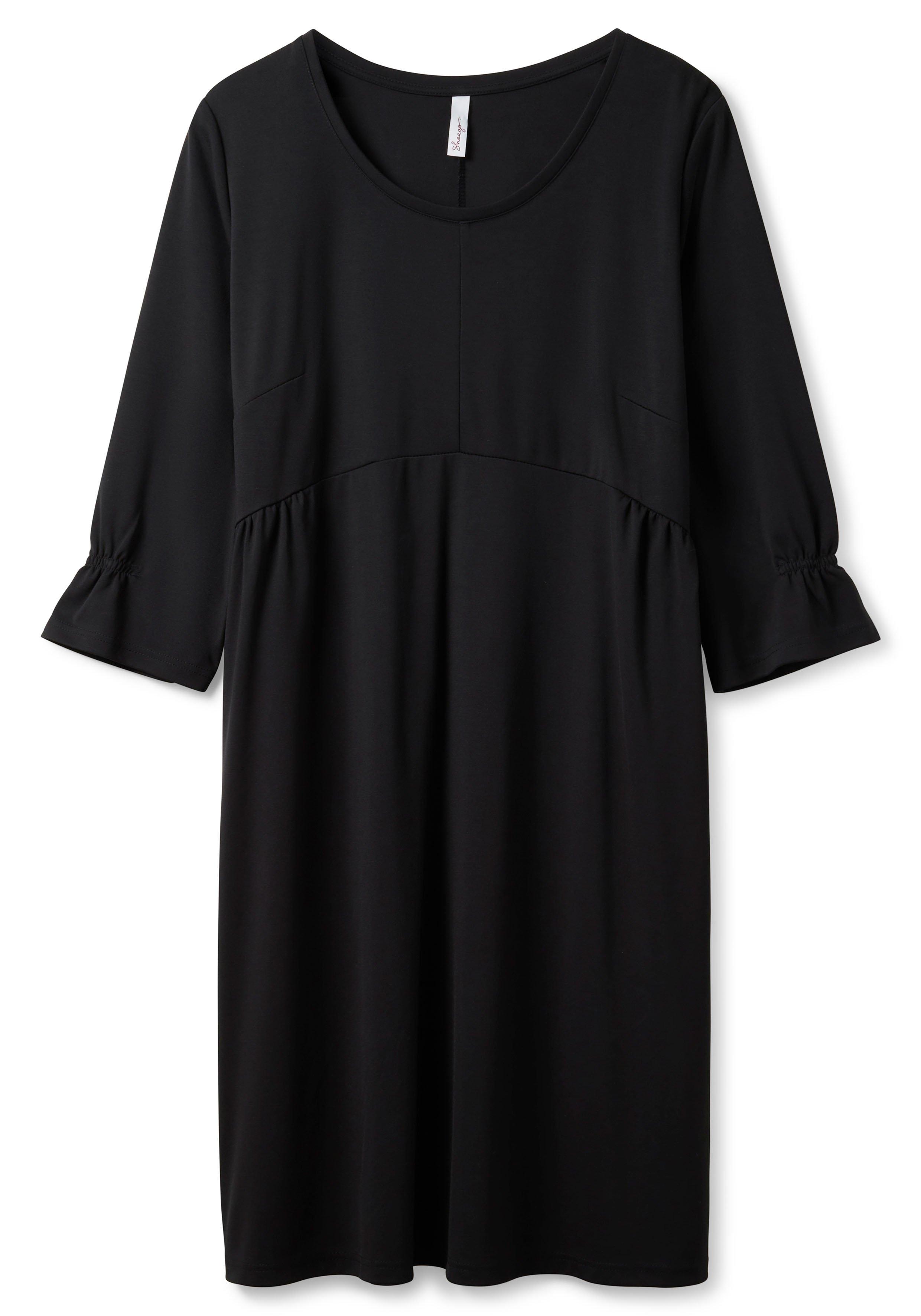Shirtkleid mit gerafften 3/4-Ärmeln