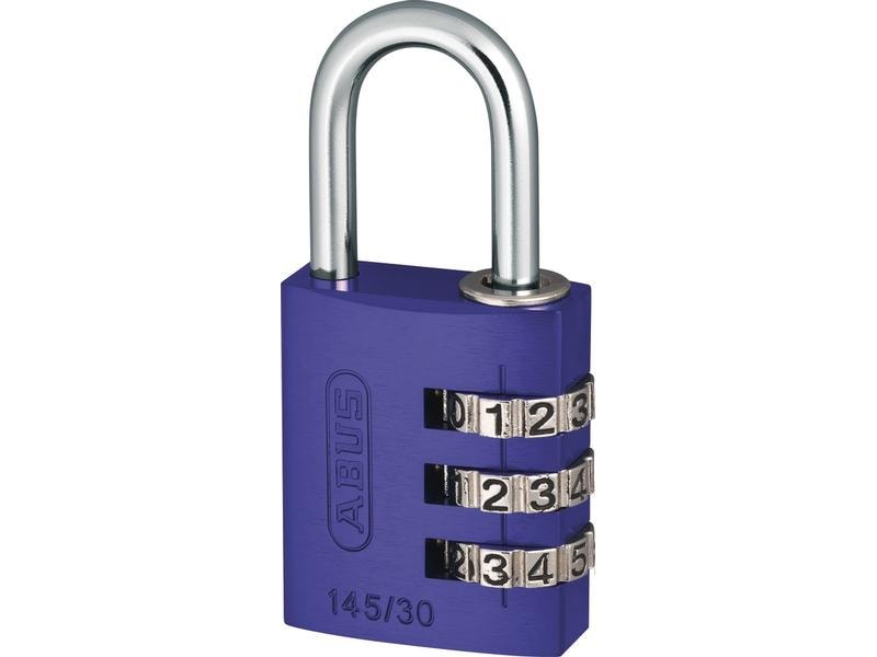 Abus Zahlenschloss 145/30 Lock-Tag Lila Aluminium Vorhangschloss mit einstellbarem Zahlencode
