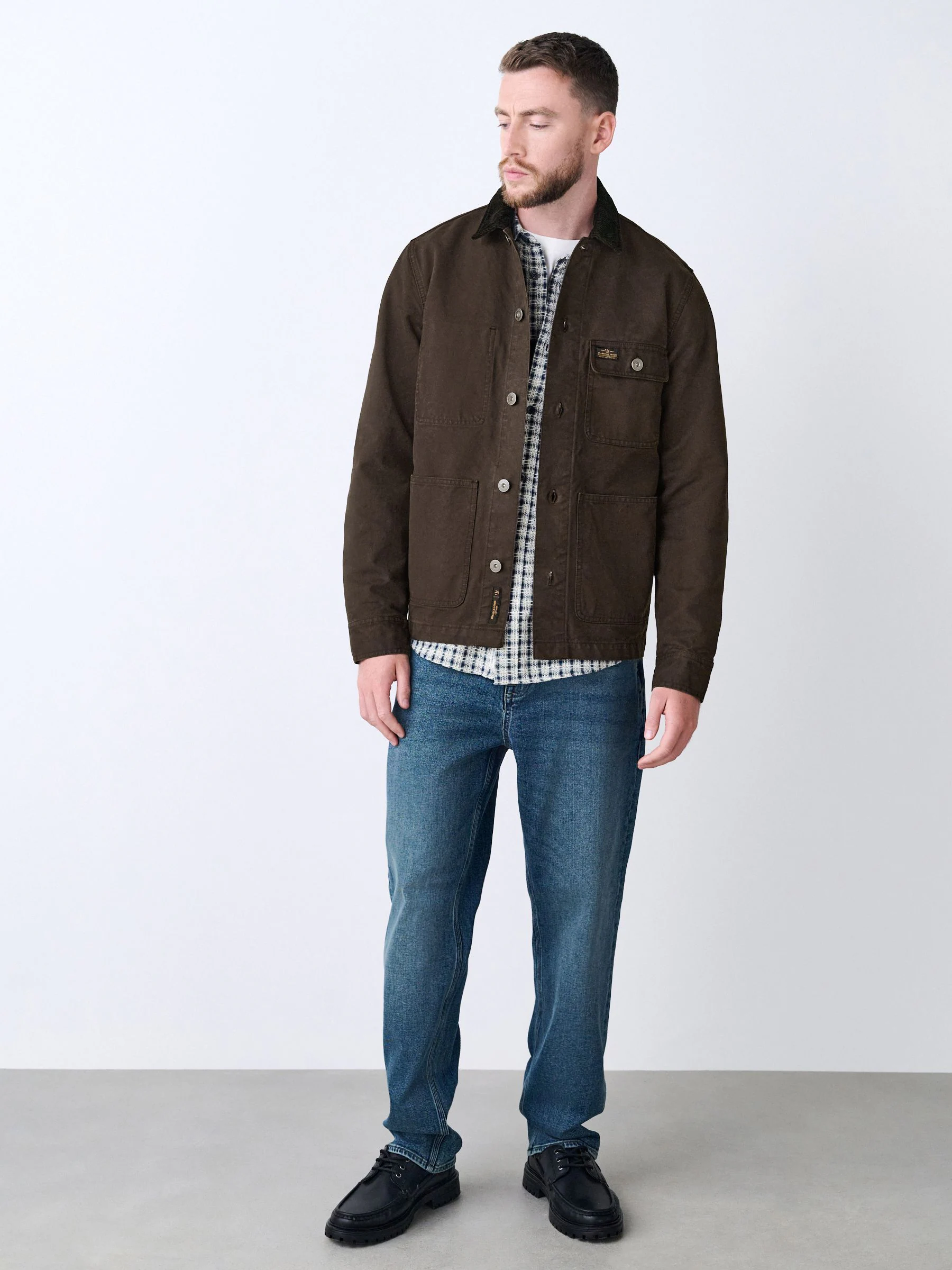 Bruin - Corduroy canvas shacket overshirt met kraag