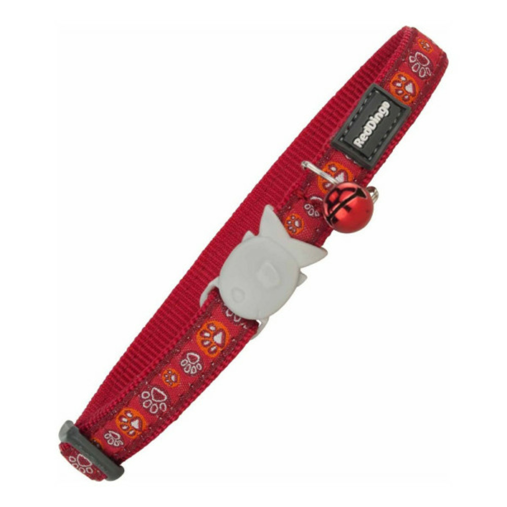 Collier pour chat style rouge empreinte d'animal (20-32 cm) (1,2 x 20-32 cm)