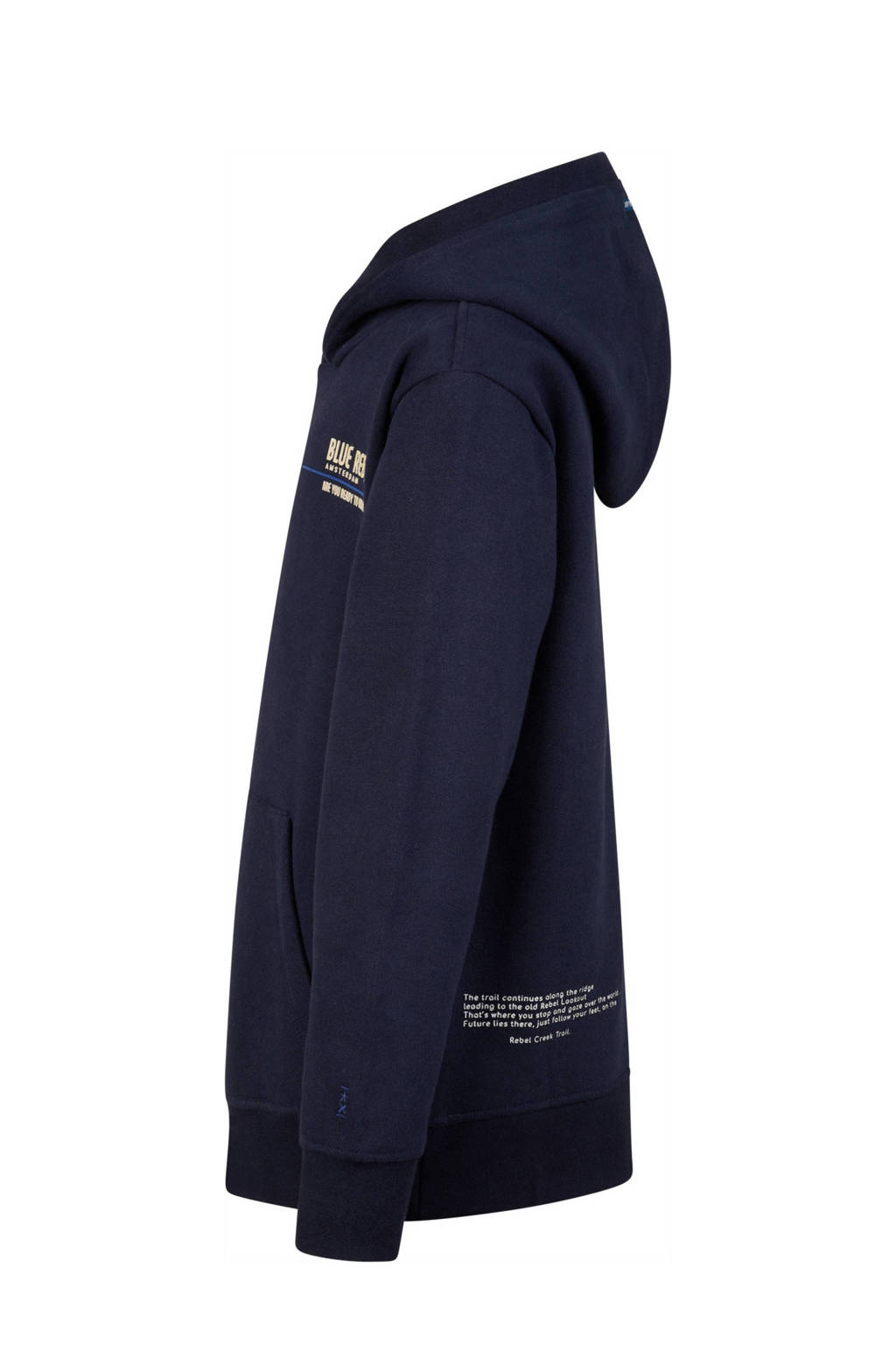 Blue Rebel hoodie Kjeld met backprint donkerblauw