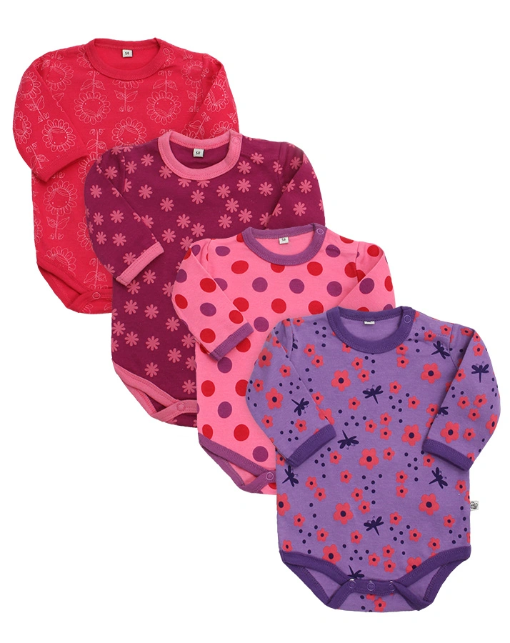 Langarmbody GIRLISH 4er-Pack in pink