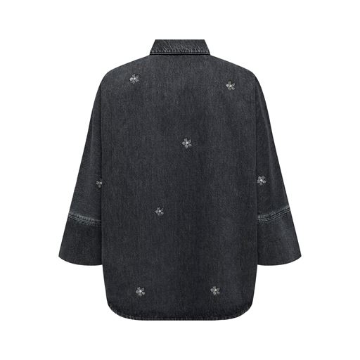 ONLY Grace Flower Denimskjorte, Washed Black, L