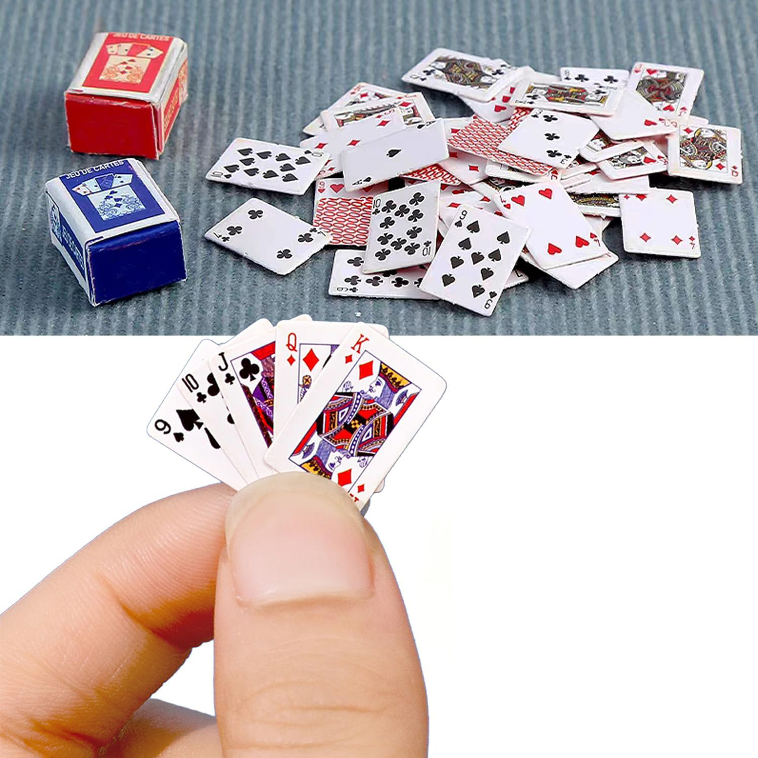 (15x10mm) Miniatur Karten Deck Reise Kartenspiel für Poker / Romme / Canasta / Bridge