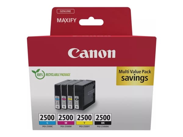 Canon PGI-2500 BK/C/M/Y Multipack - 4 pakker - svart, gul, cyan, magenta - original - blekktank