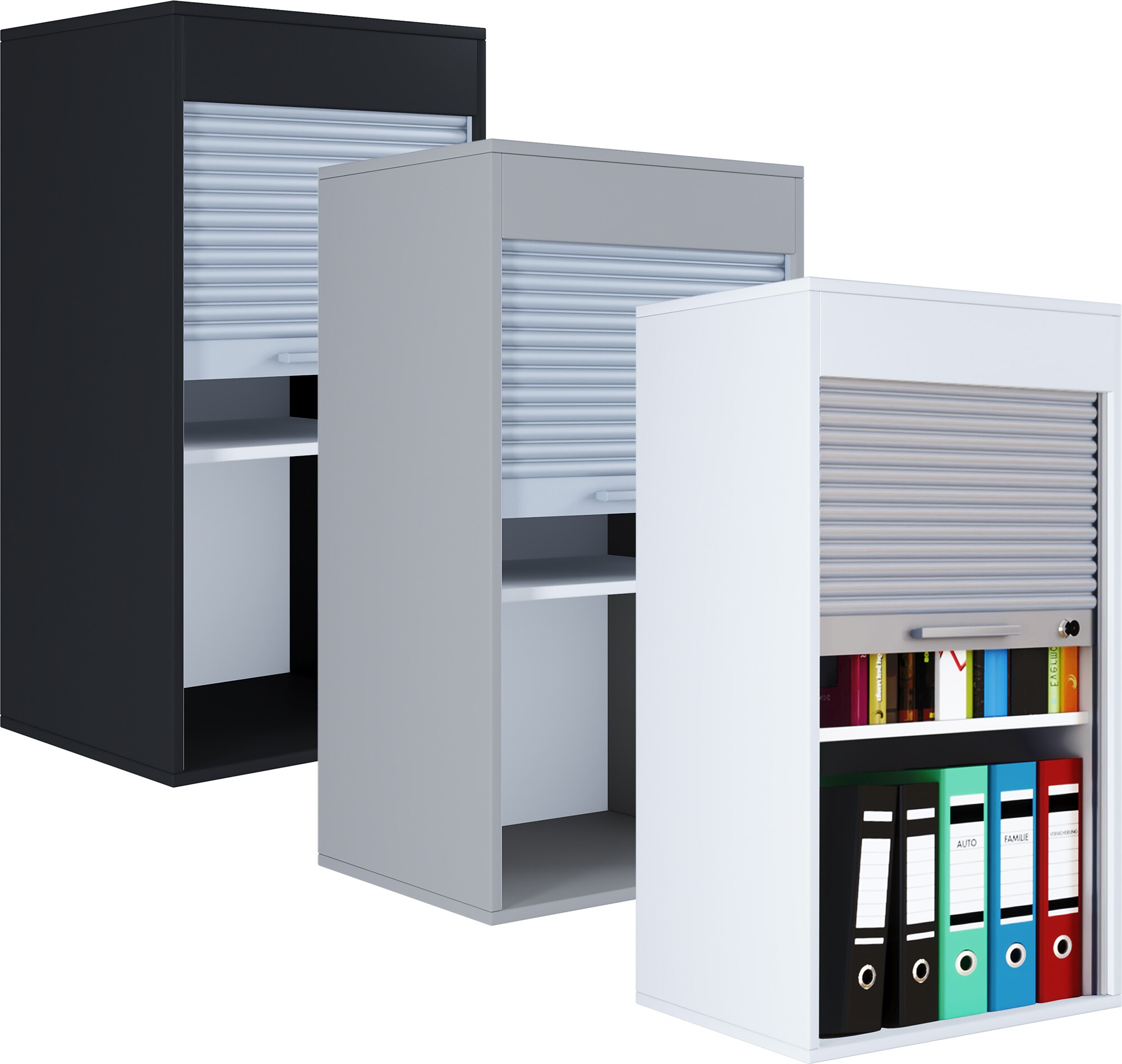 VCM Holz Büroschrank Aktenschrank Rollladen Rollladenschrank Schrank Ordner Aktos L