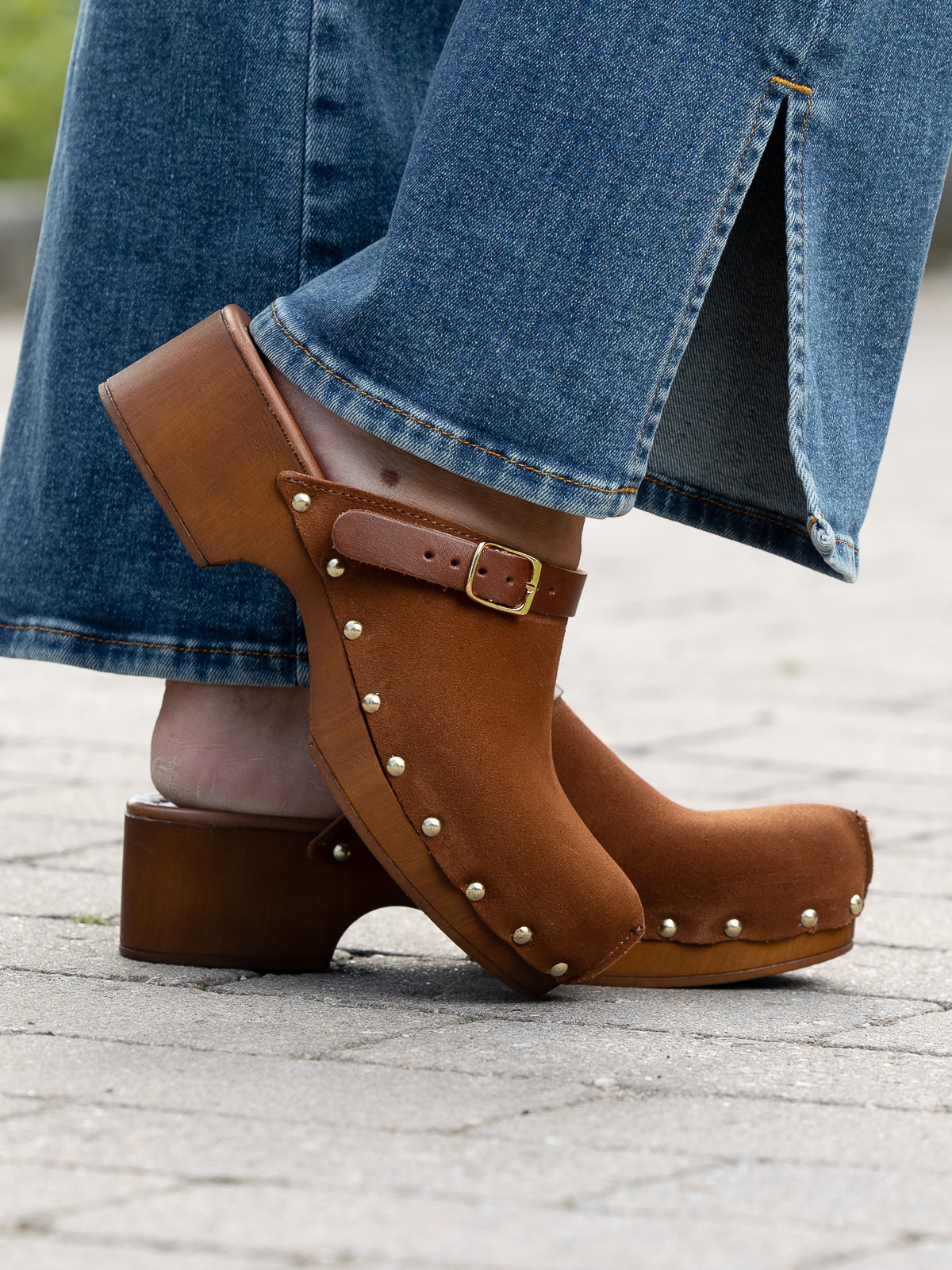 Clogs Suede Leather Brown - Trapes Sko