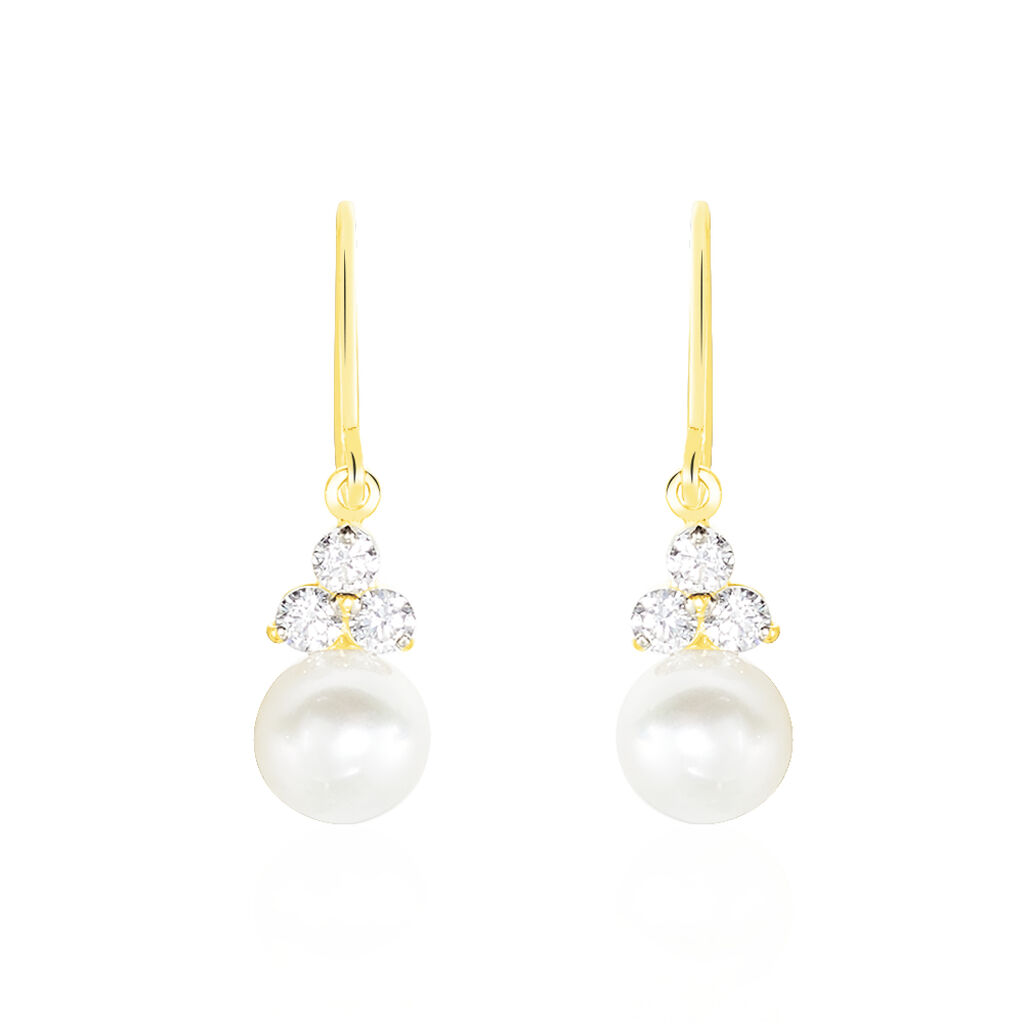 Boucles D'oreilles Pendantes Taissia Or Jaune Perle De Culture
