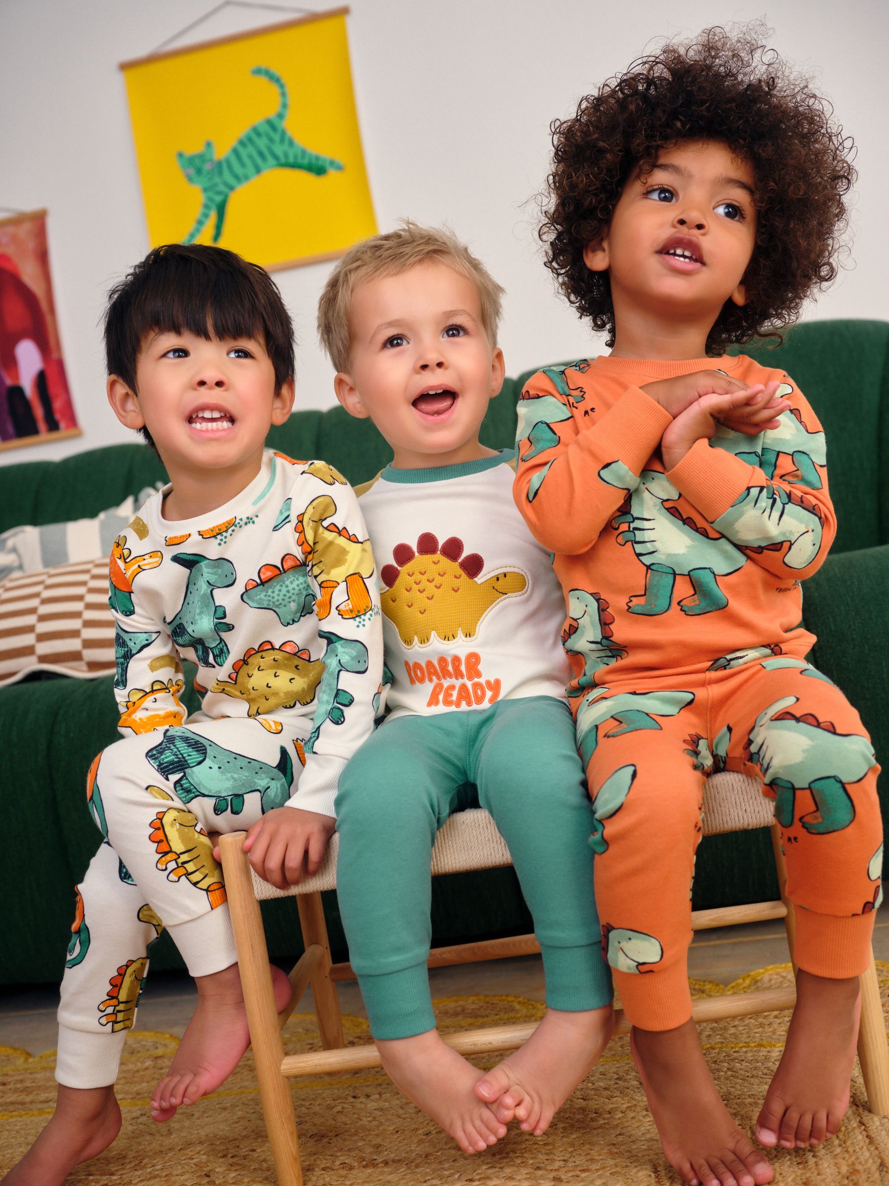 Meerkleurig met dinosaurussen - Verpakking van 3 knusse pyjama's (9 mnd-10 jr)