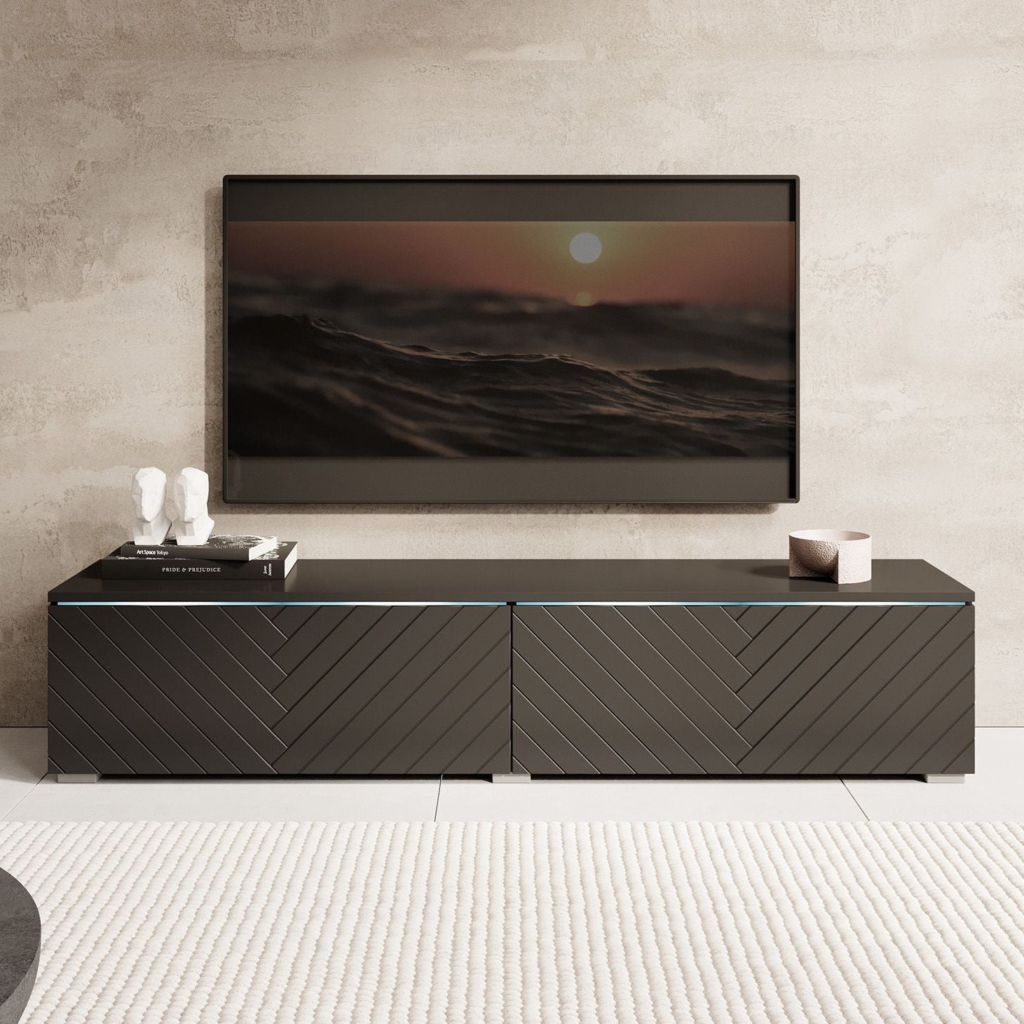 Dixon - TV-Meubel - Zwart visgraat - 140 cm