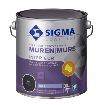 Sigma muurverf reinigbaar mat RAL 7016 2,5 liter