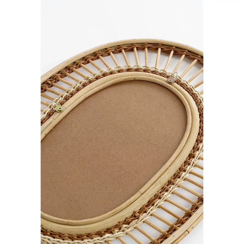 Mica Decorations Wandspiegel - L59 x B40 x H3 cm - Rotan - Lichtbruin