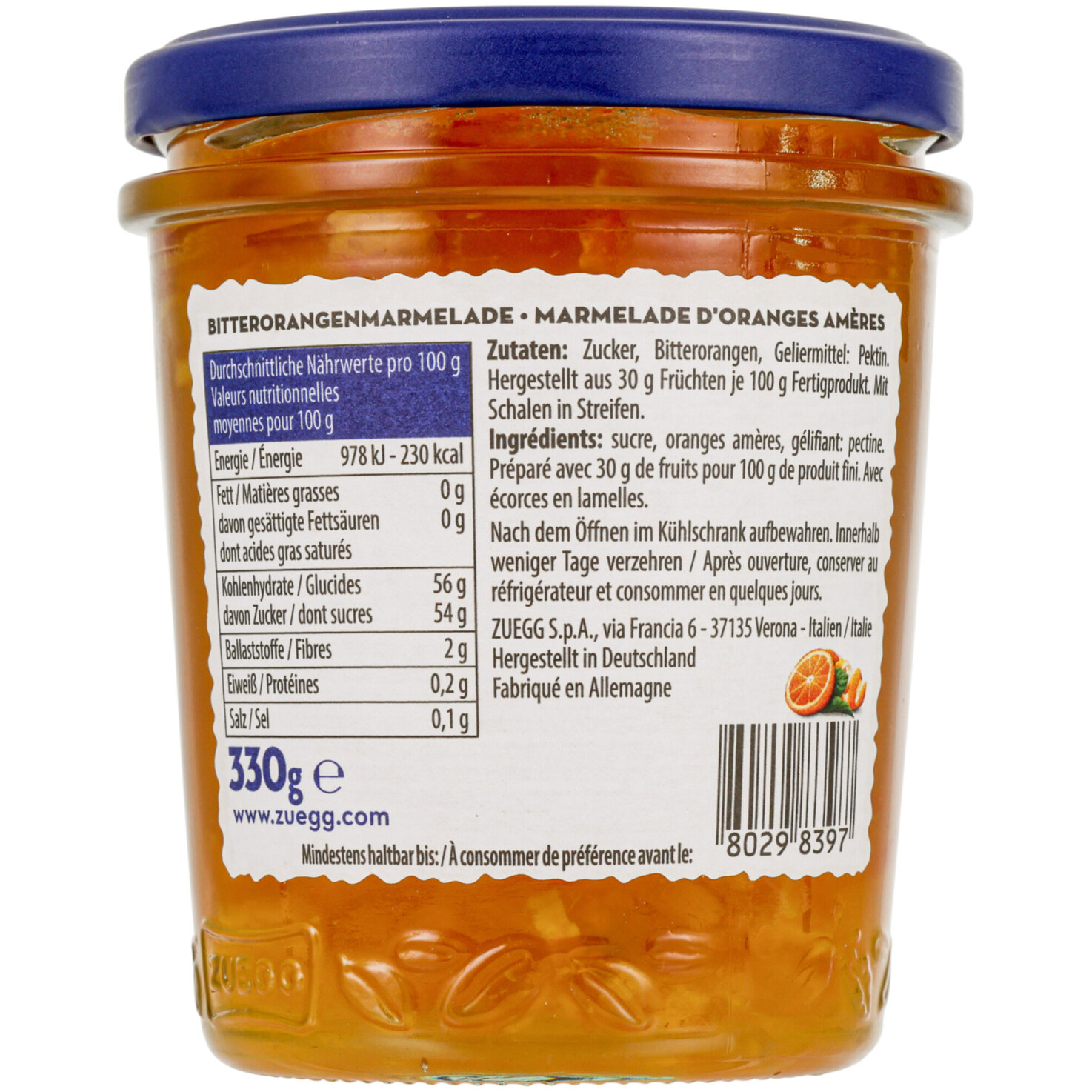 Zuegg Marmelade Orange bitter