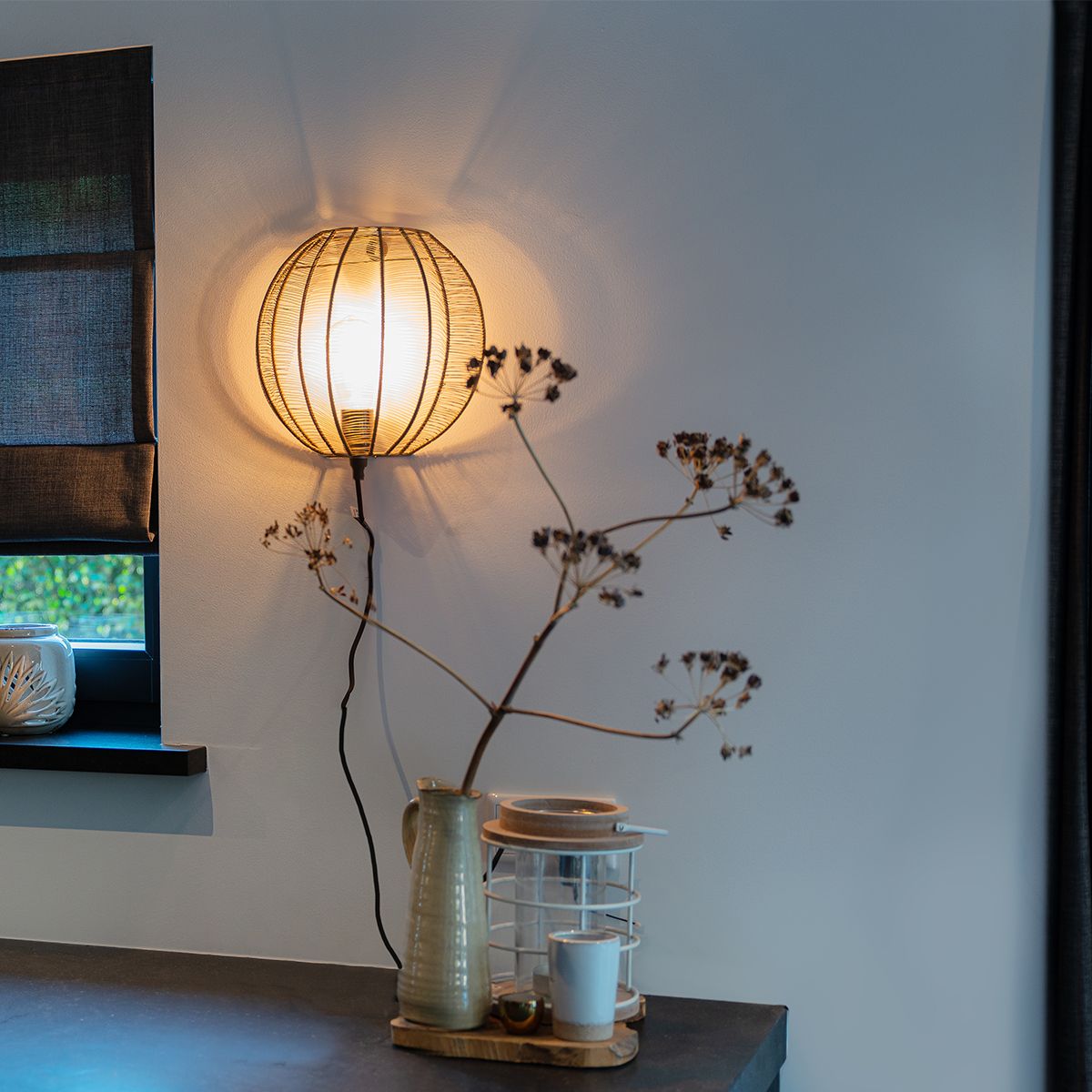 Industriële wandlamp brons met zwart - Dong