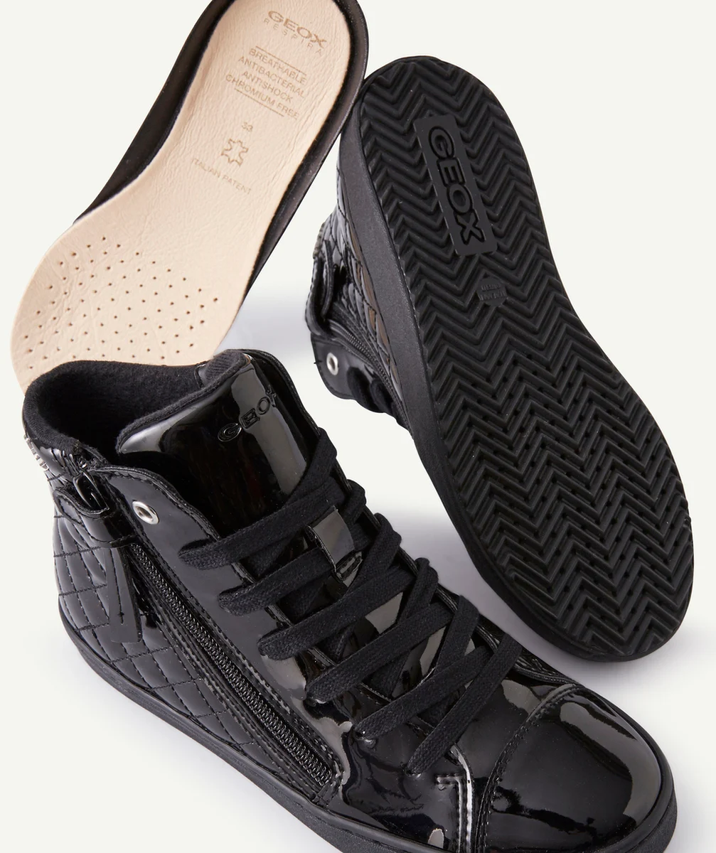 GEOXLES BASKETS MONTANTES NOIRES VERNIES FILLE