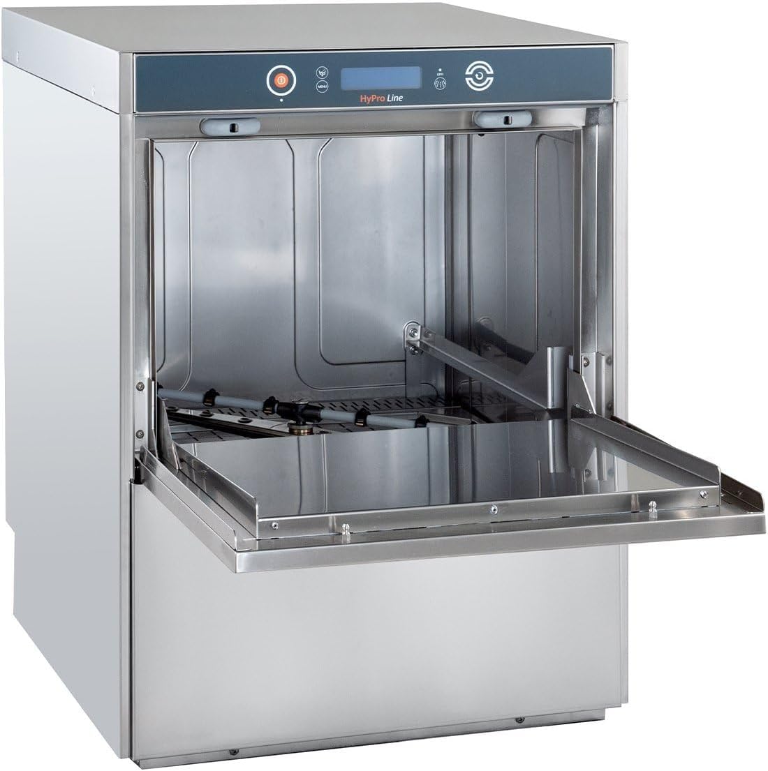 Geschirrspülmaschine HYPRO-GSM50SL | Korb 50×50 cm | Geschirrspüler für Gastronomie | mit Reiniger- & Klarspüldosierer | Ablauf- & Drucksteigerungspumpe | 230 V | Edelstahl | Made in Europe