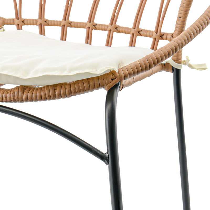 Fauteuil 'Paola' avec coussin marron et beige