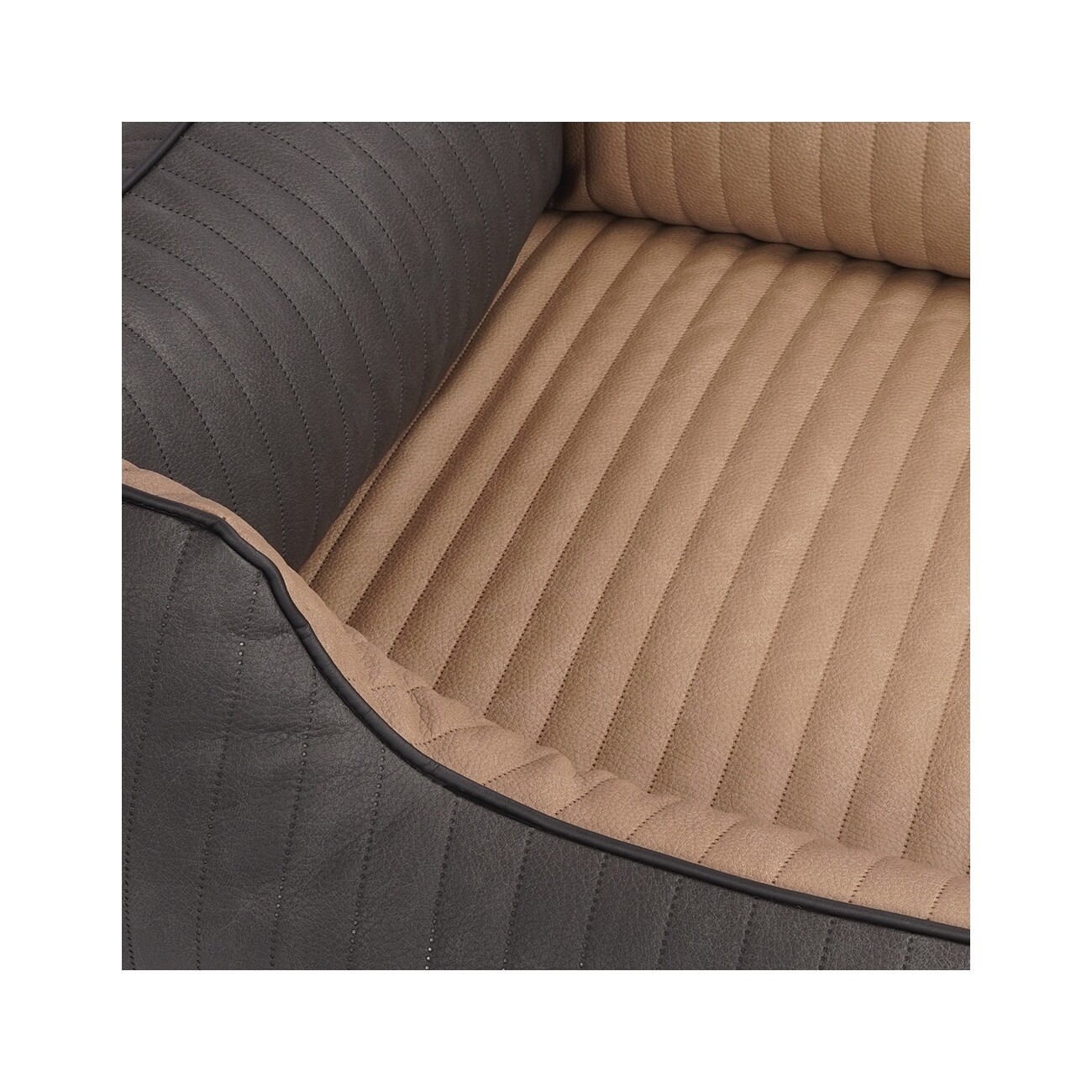 Knuffelwuff Orthopädisches Hundebett Outback aus laser-gestepptem Kunstleder creme/ schwarz M-L