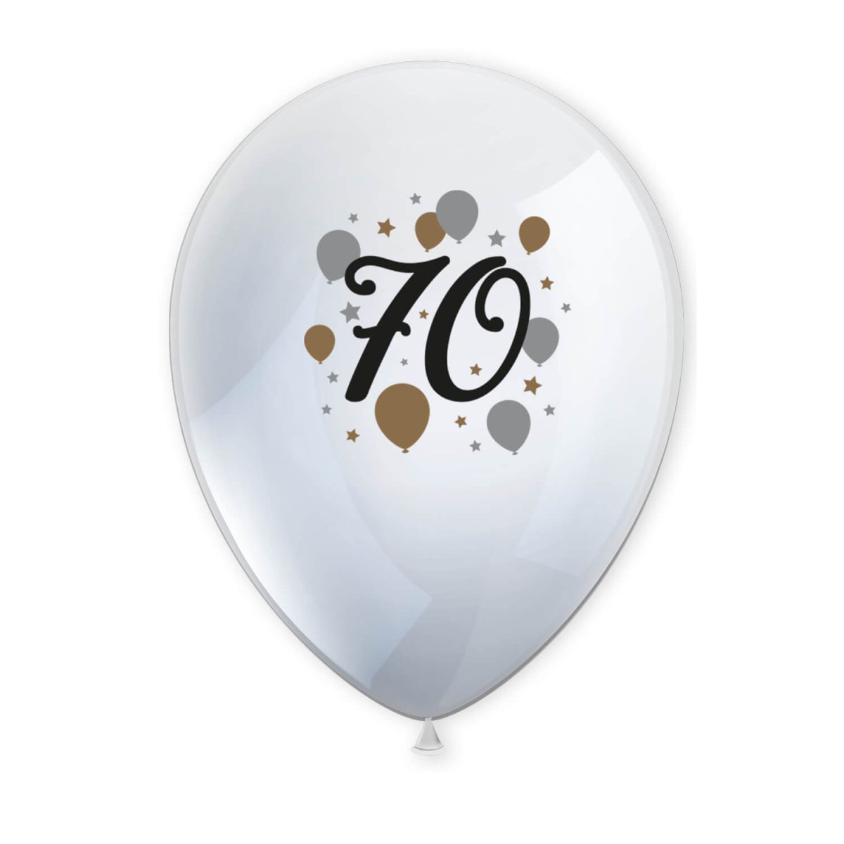 70 Jaar Ballonnen Wit Goud Leeg 27,5cm 6st