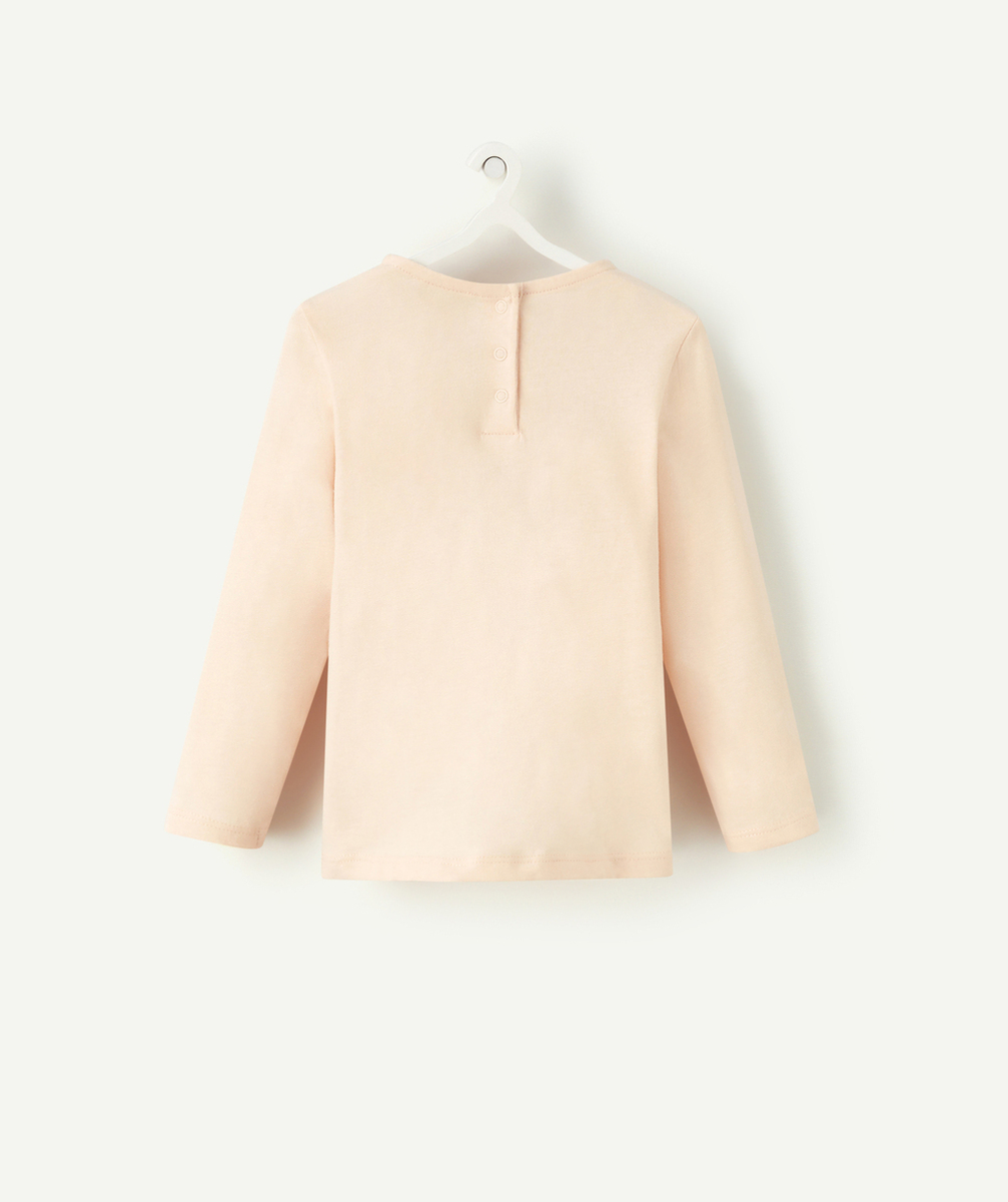 T-SHIRT BÉBÉ FILLE EN COTON BIO ROSE PÂLE AVEC COEUR EN RELIEF