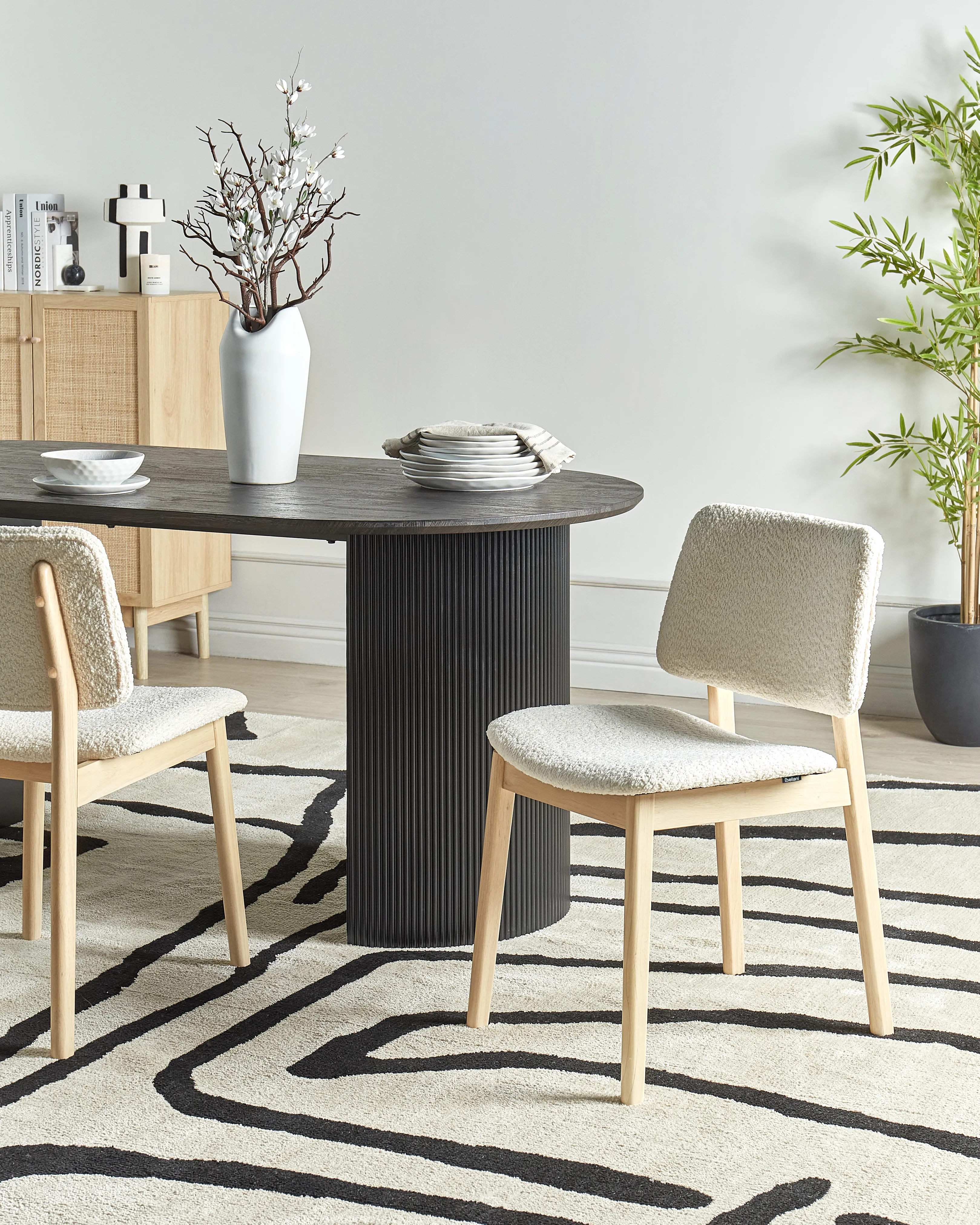 Set van 2 eetkamerstoelen BLANE Bouclé Lichtbruin/wit