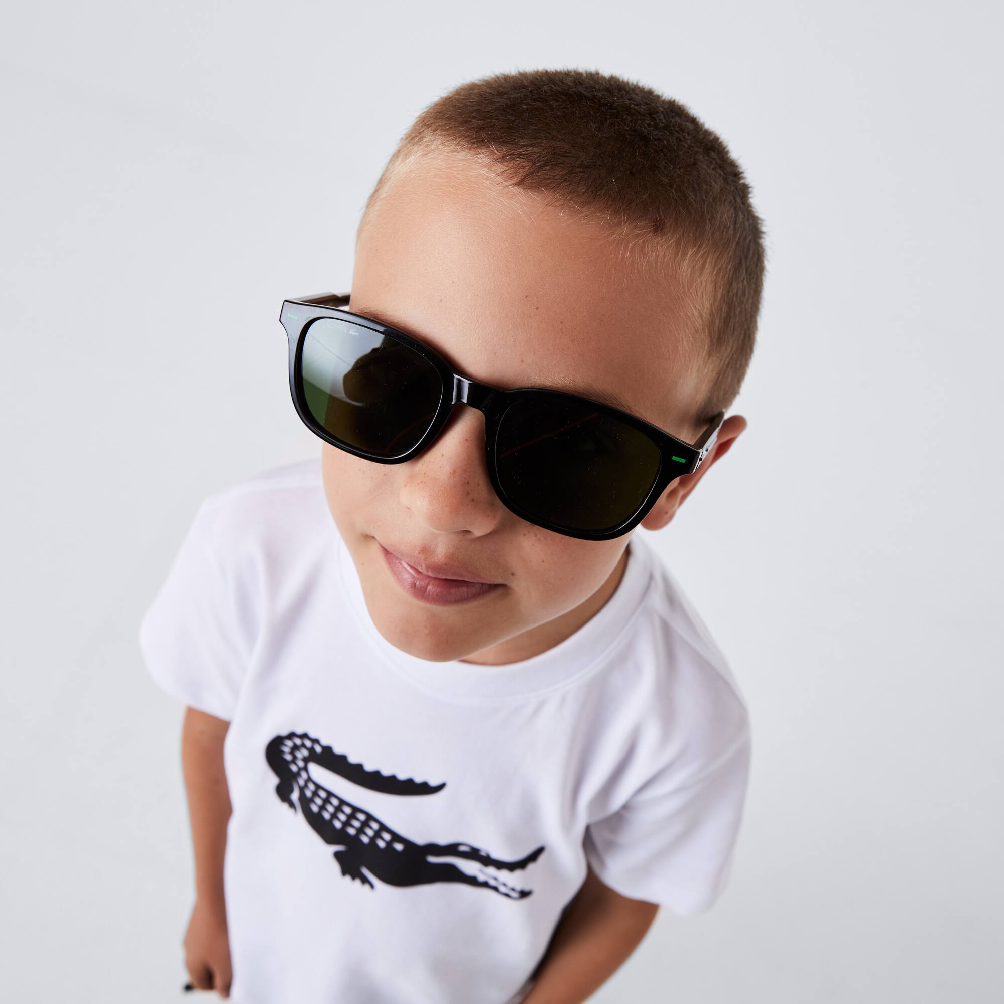Lunettes de soleil rectangulaires Enfant Rubber Line Lunettes De Soleil - Noir - Lacoste - Enfant