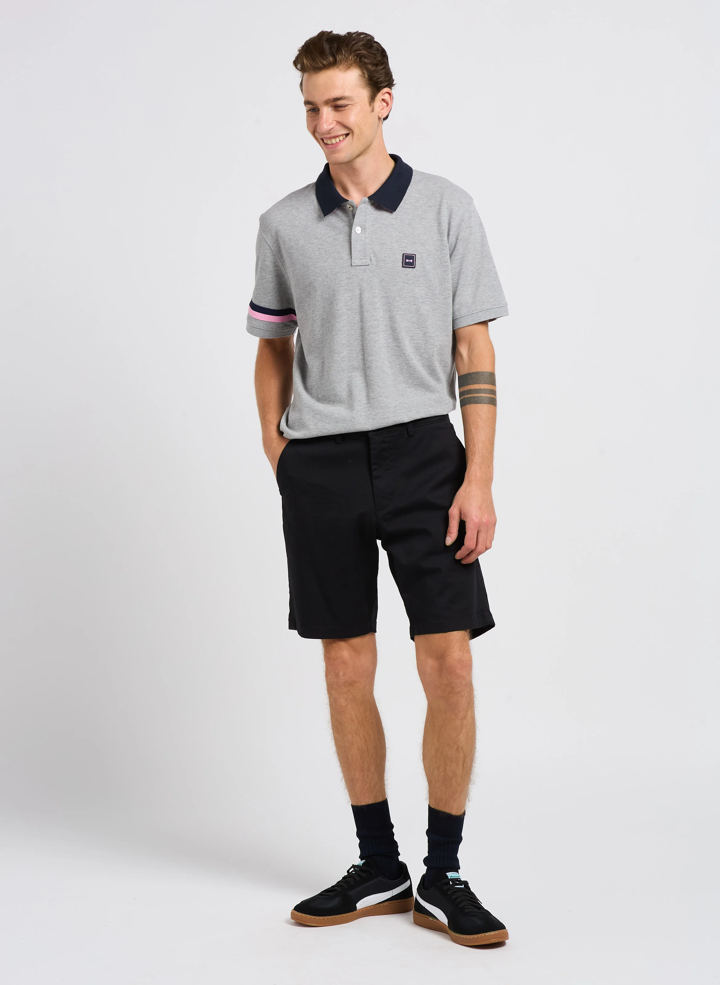 MILES - Short chino en coton bio mélangé | Noir
