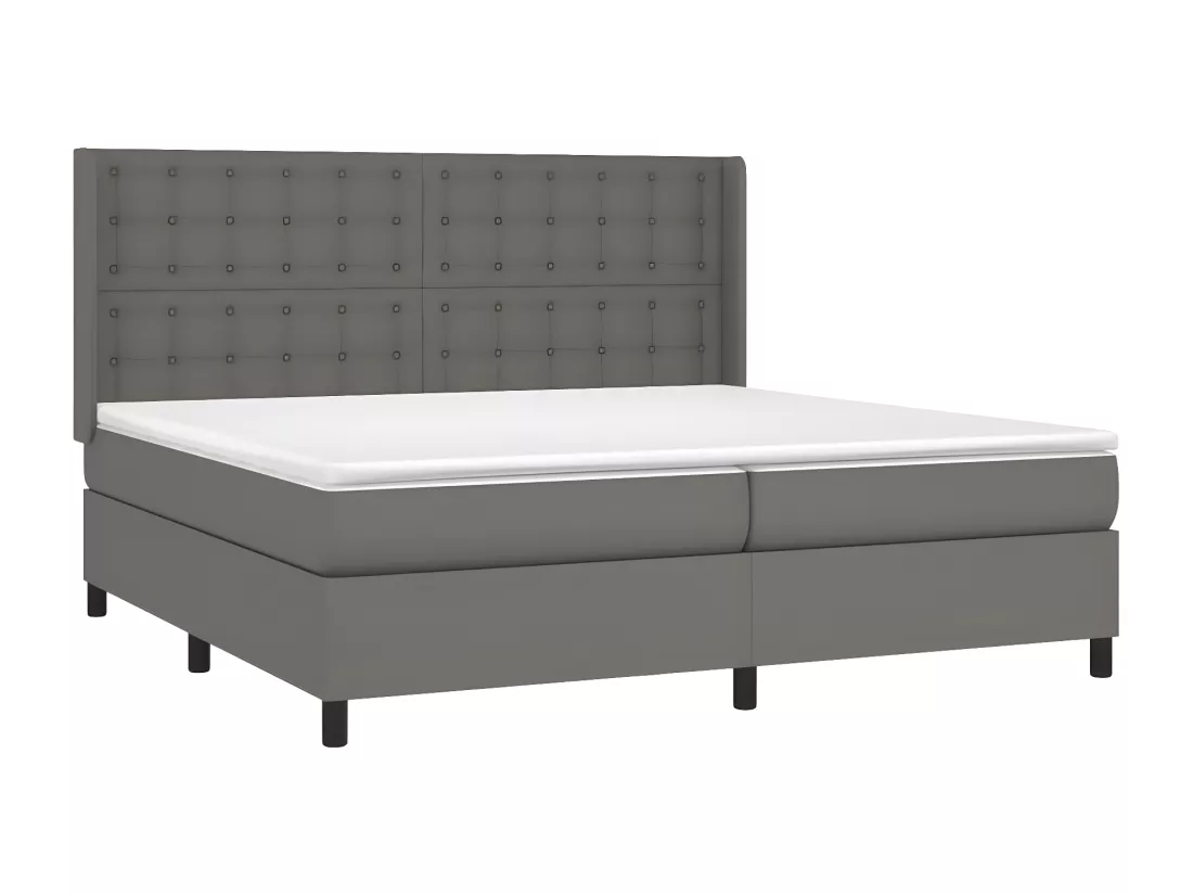 Sommier tapissier et matelas et LED Gris 200x200 cm Similicuir