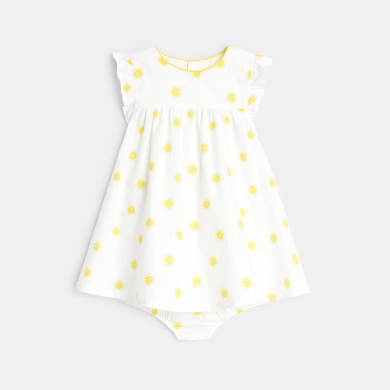 Robe fleurie seersucker et bloomer jaune bébé fille Jaune