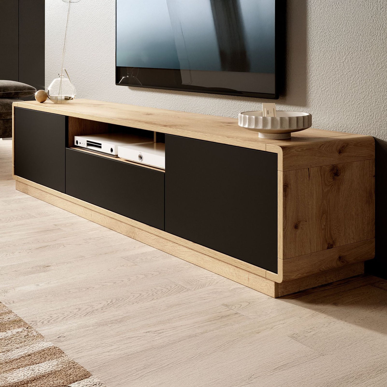 Acuna - TV-Meubel - Zwart/eiken - 200 cm