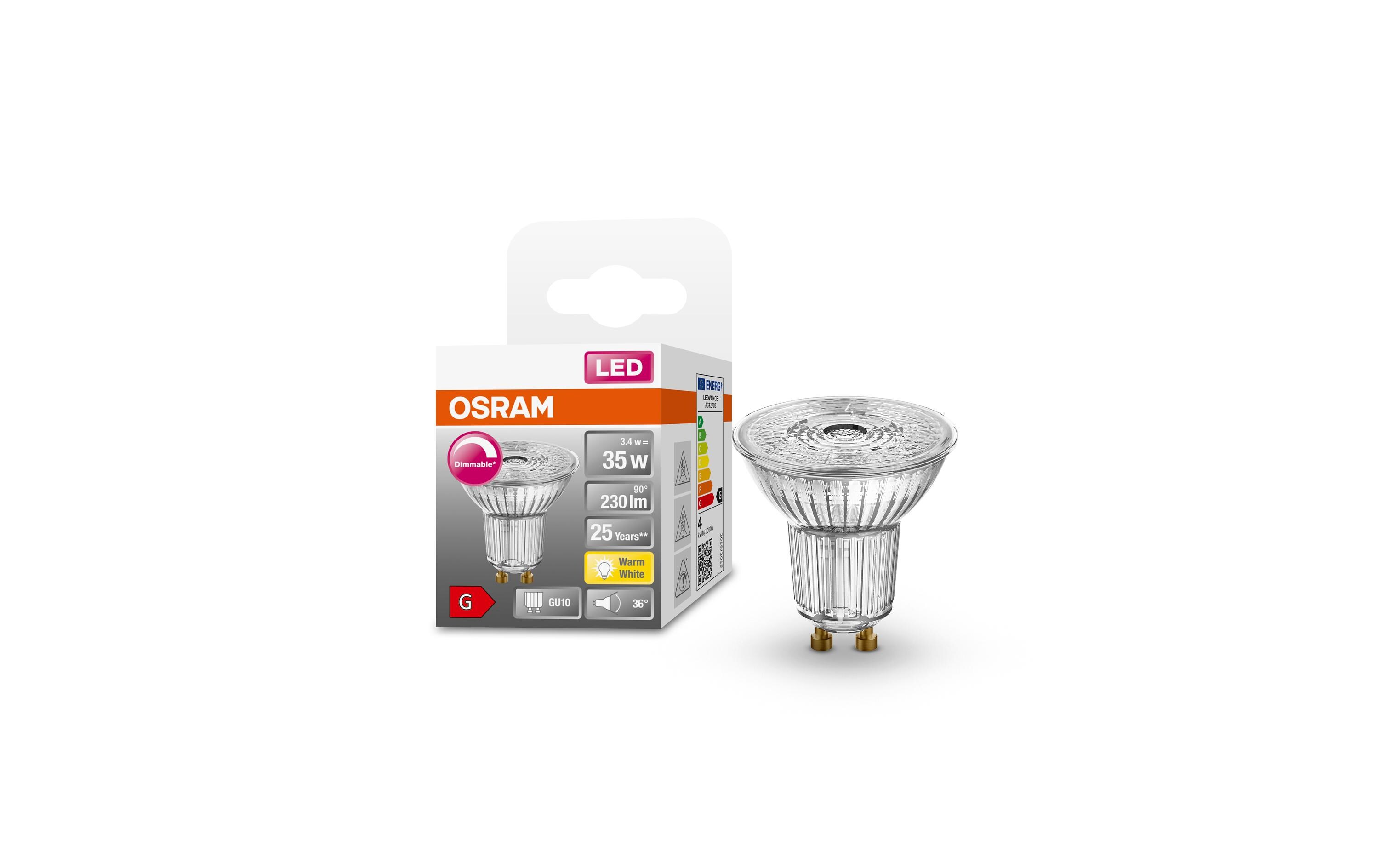 Lampe Superstar Par 16 35 36 °, 3.4W, GU10, WarmweissDimmbare LED-Reflektorlampen PAR16 mit Retrofit-Stecksockel