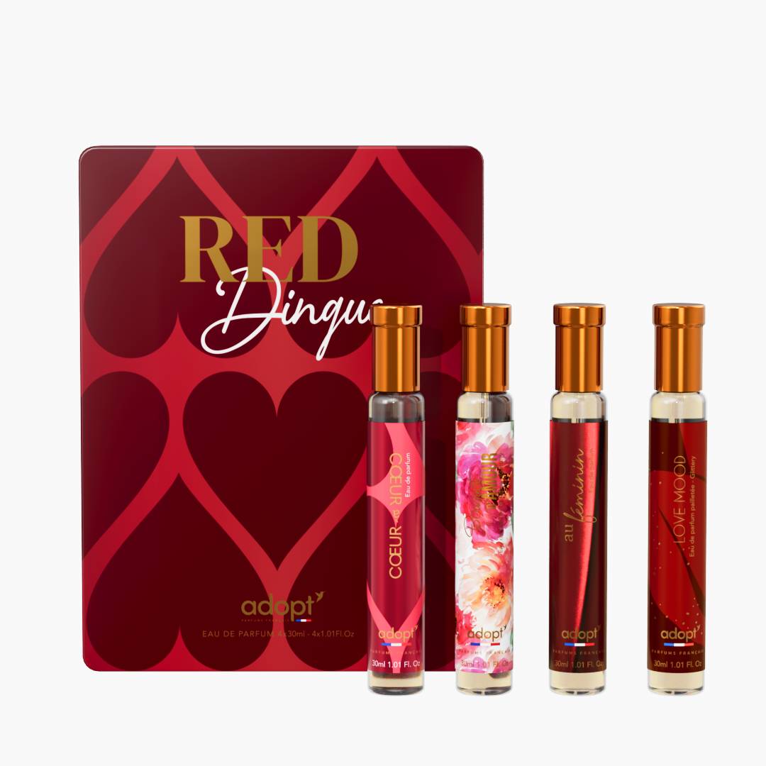 Red Dingue Coffret métal 4 eaux de parfum Coeur à Coeur 30ml + Bouquet d'Amour 30ml + Au Féminin 30ml + Love Mood 30ml