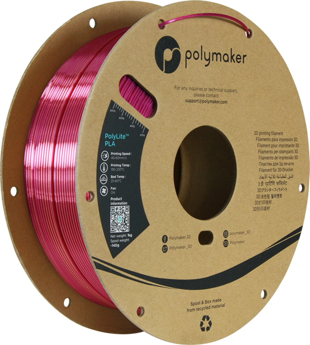 Polymaker  PolyLite Dual Silk PLA Banquet Gold-Magenta, 1,75 mm / 1000 g    Zweifarbiges PLA-Filament mit seidigem Finish