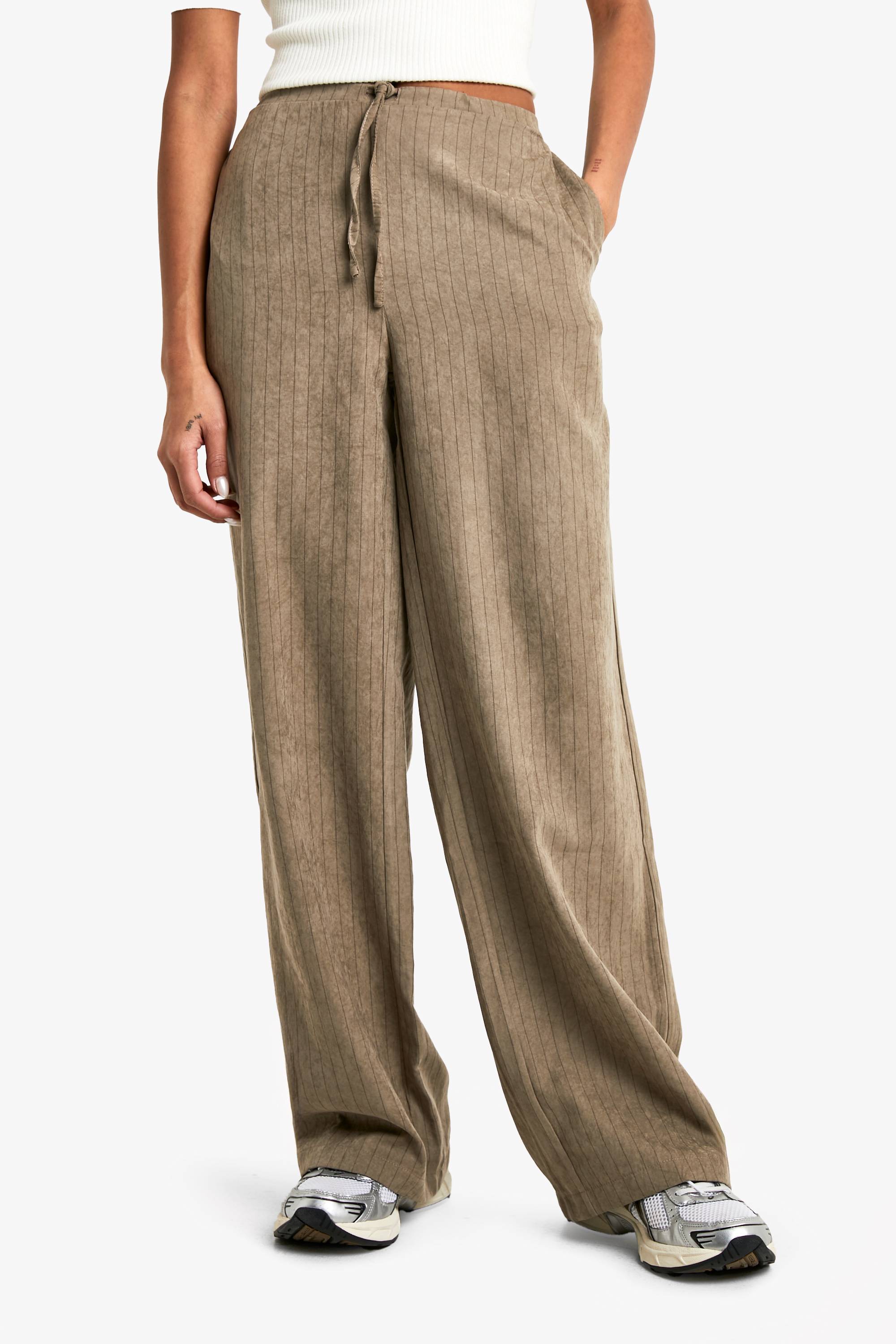 boohoo Pantalon oversize à rayures et jambes larges Soft Touch