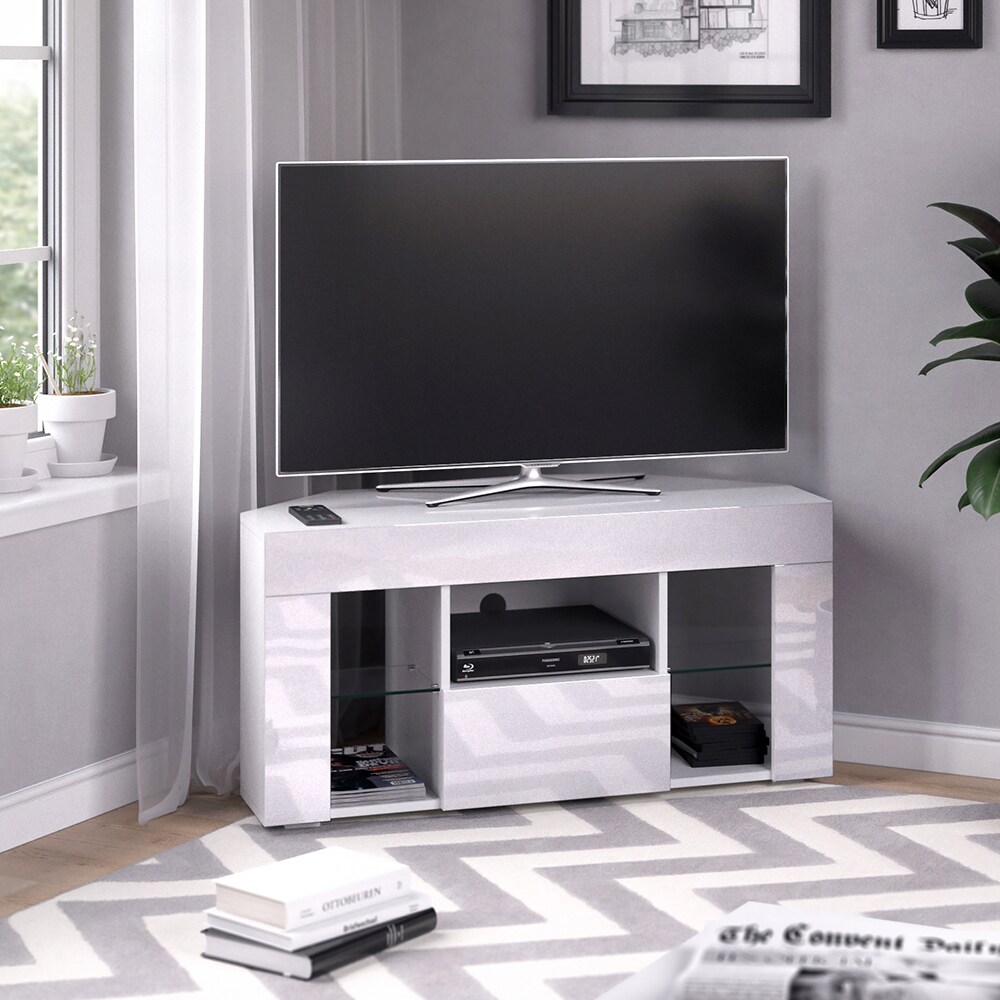 Vicco Lowboard Fernsehschrank TV-Schrank Denver Weiß Hochglanz Fernsehtisch