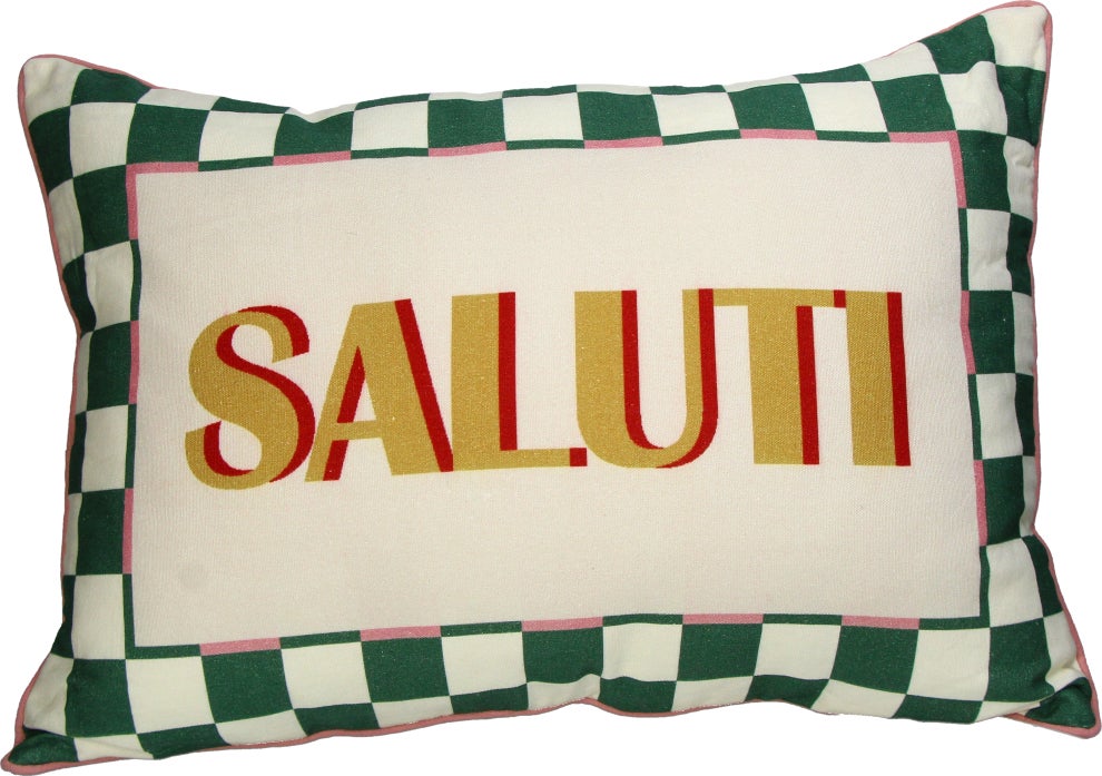 Sierkussen Italy wit / groen 60 x 40 cm