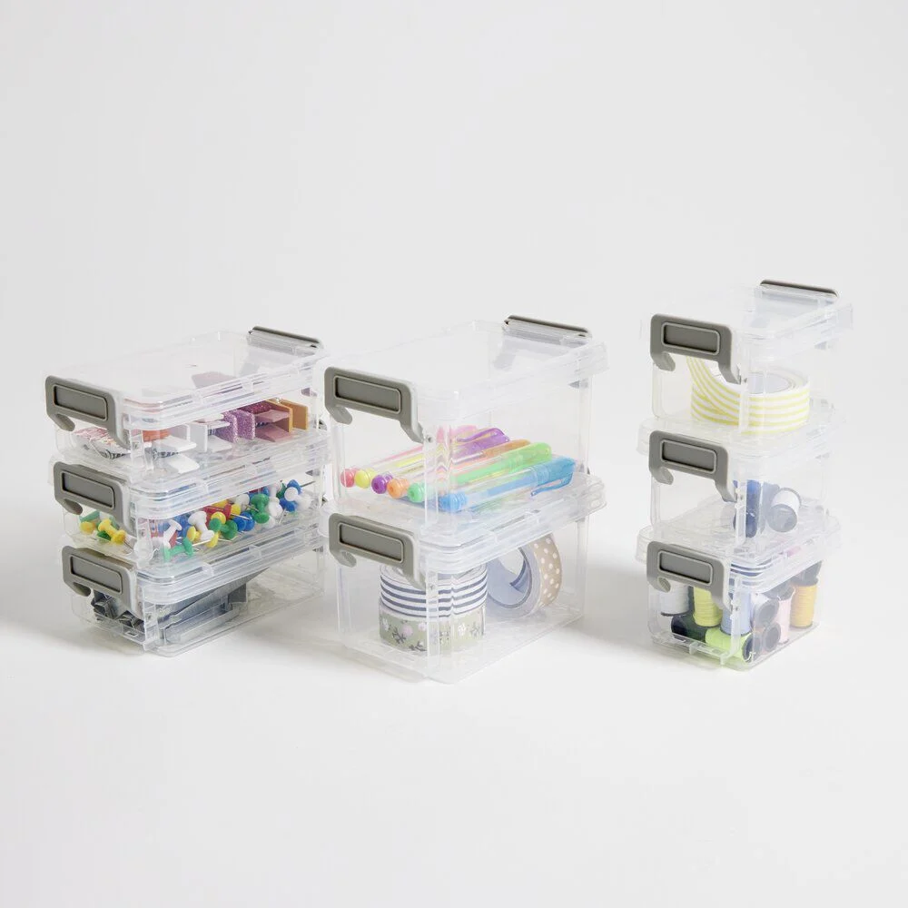 Lot de 8 boîtes de rangement 3 tailles plastique transparent - 2 modèles