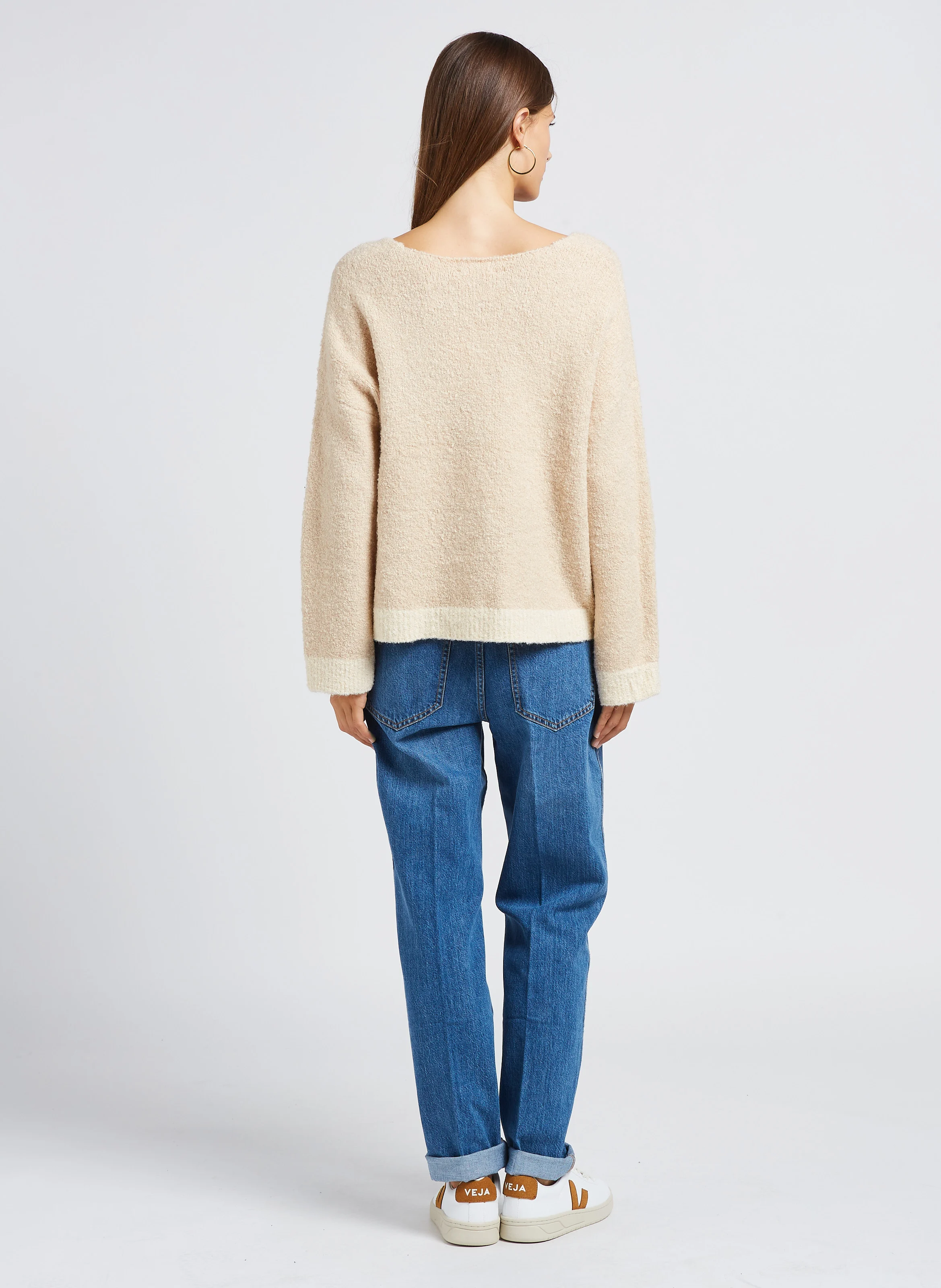 JANE - Jean droit taille haute en coton | Bleu