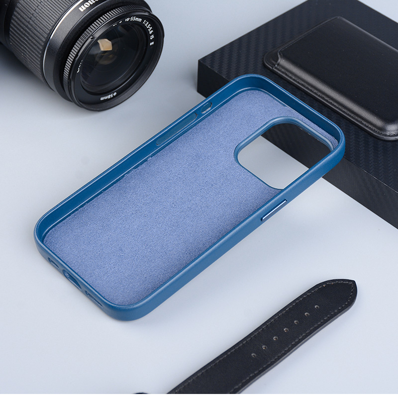 iPhone 15 MagSafe Leder Case Schutzhülle - Blau